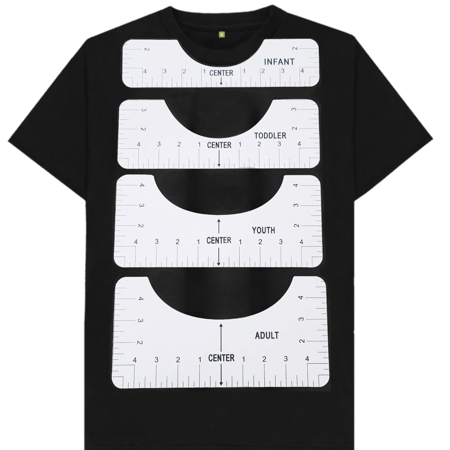 Regla de alineación de camisetas (4 piezas de color blanco)