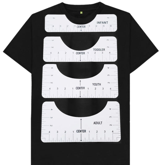 Regla de alineación de camisetas (4 piezas de color negro)