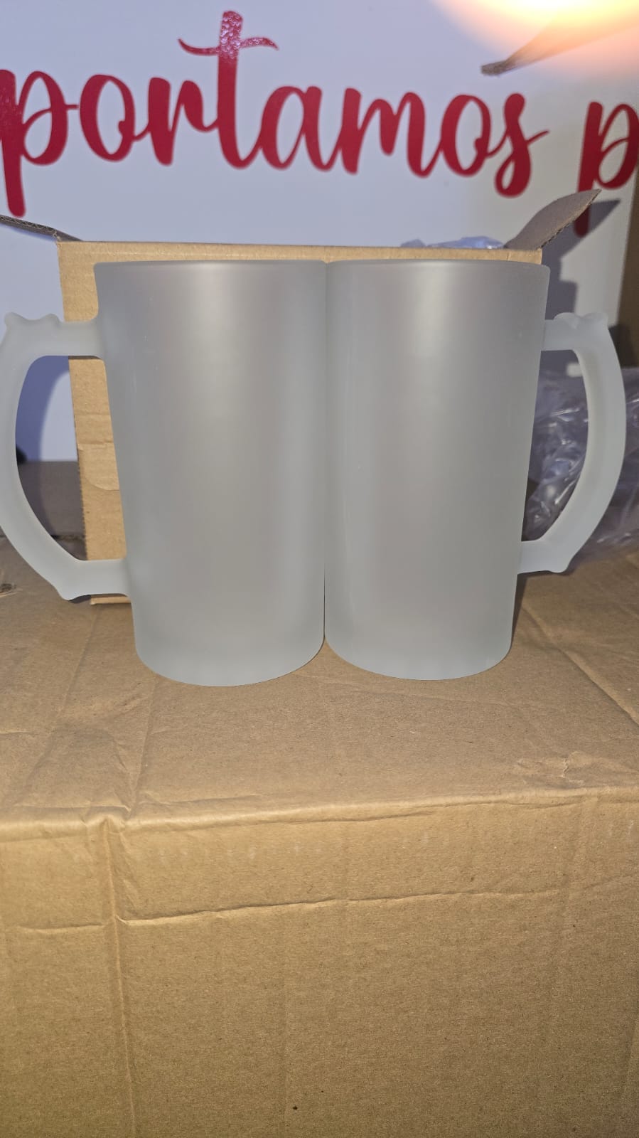 Vasos Shopero Sublimable de vidrio satinado de 16oz cajita de 2 unidades