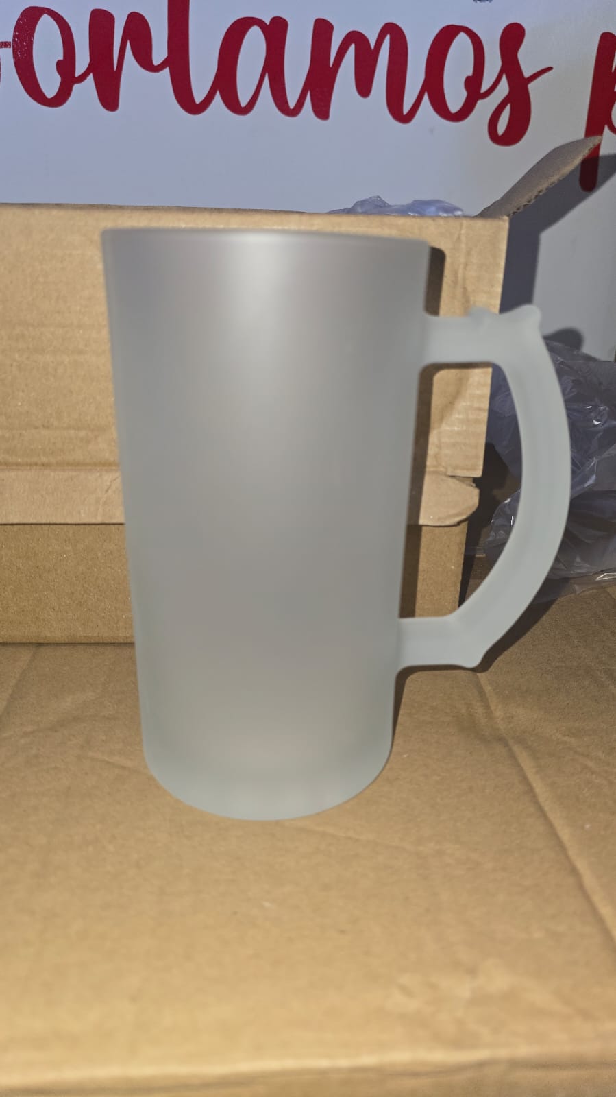 Vasos Shopero Sublimable de vidrio satinado de 16oz cajita de 2 unidades