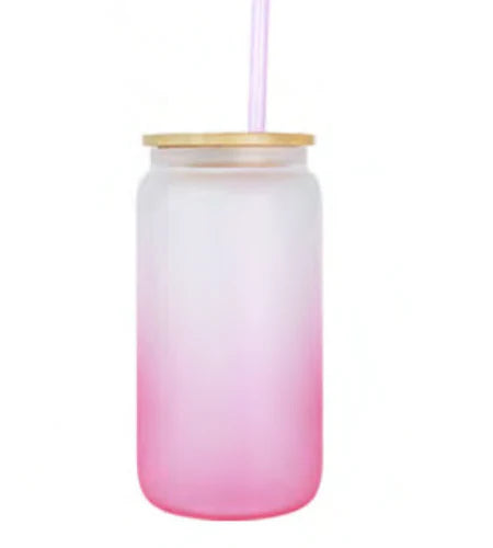 Vaso pavonado con tapa de bambú y sorbete para sublimar