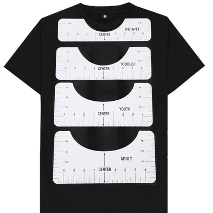 Regla de alineación de camisetas (4 piezas de color negro)