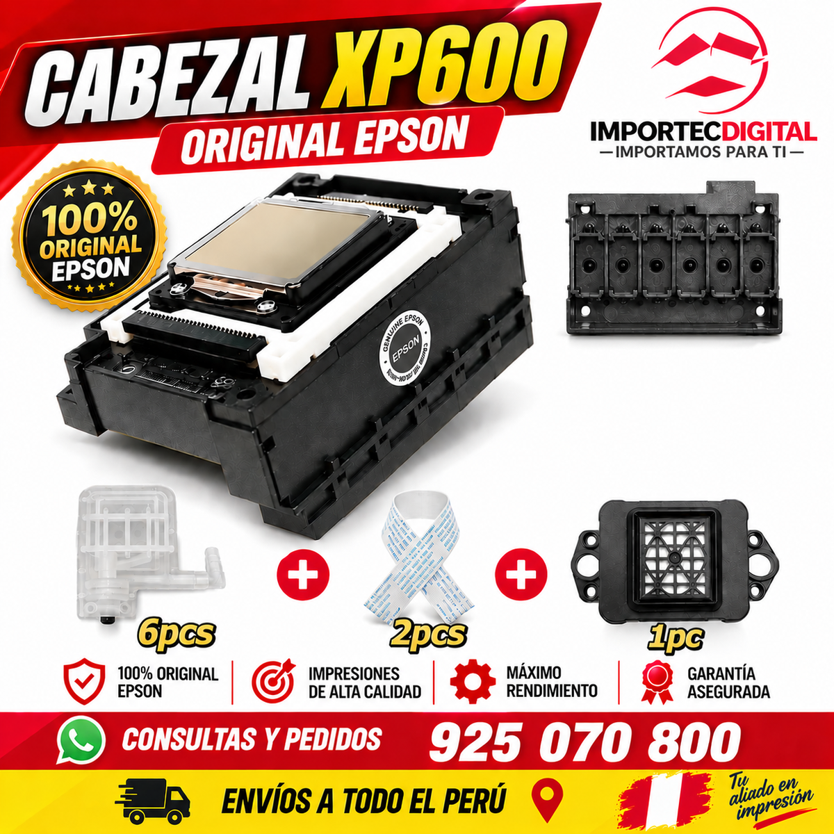 Cabezal XP600 Kit (Cabezal xp600 + 1 capping + 6 dampers + 2 cables flex)