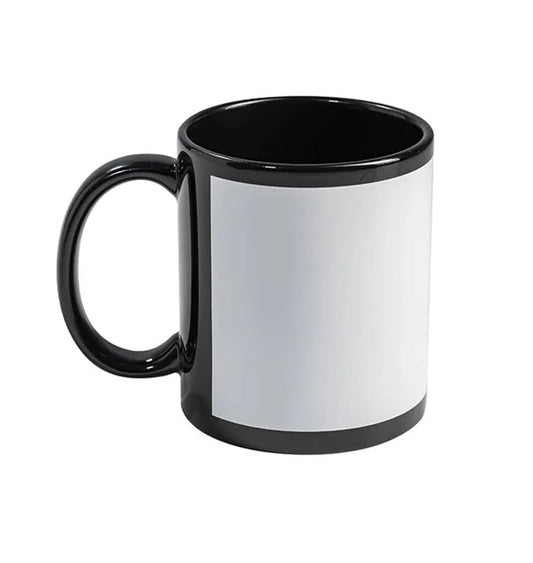 Taza Negra con Ventana blanca para sublimar de 11 Oz Incluye cajita
