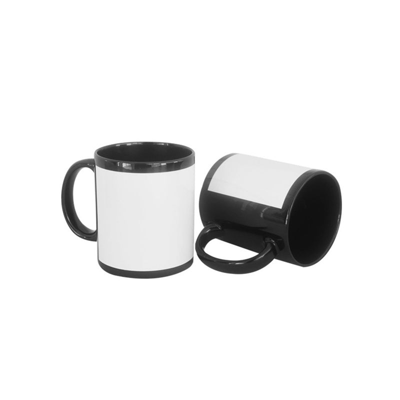 Taza Negra con Ventana blanca para sublimar de 11 Oz Incluye cajita