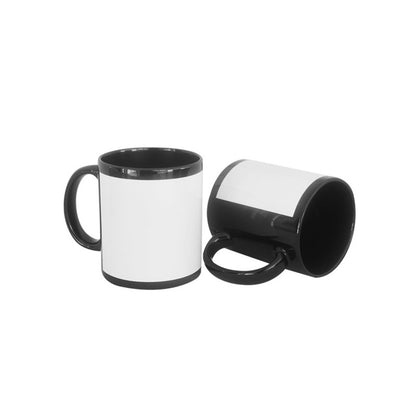 Taza Negra con Ventana blanca para sublimar de 11 Oz Incluye cajita