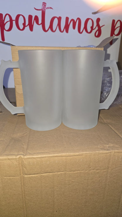 Vasos Shopero Sublimable de vidrio satinado de 16oz cajita de 2 unidades