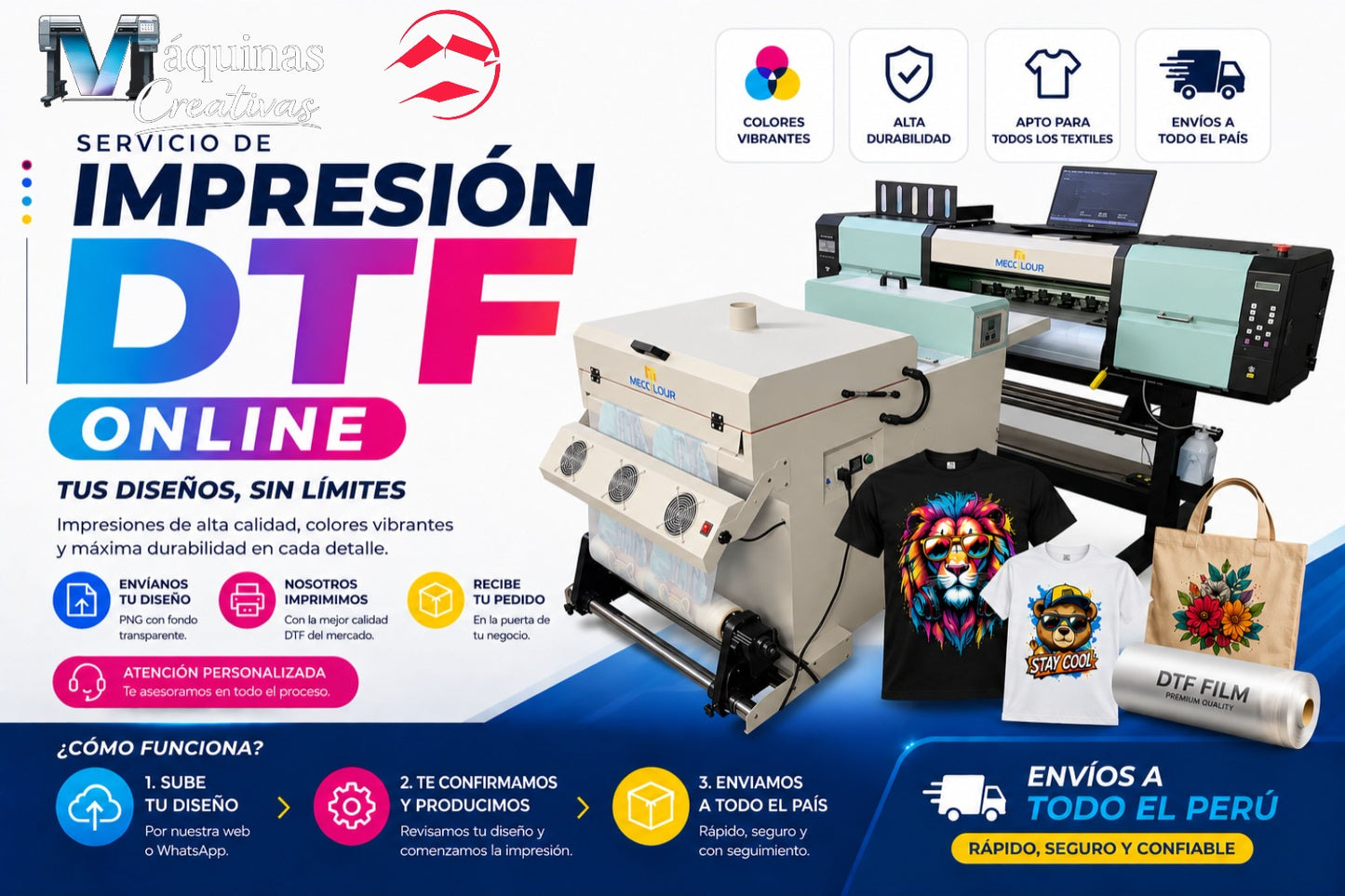 Servició de impresión DTF en tamaño de 60cm x 100cm con Cabezal i3200
