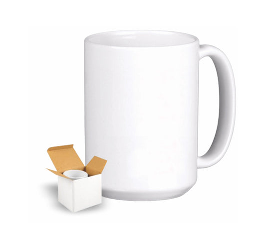 Tazas blancas sublimables de 15oz Calidad AAA con cajita
