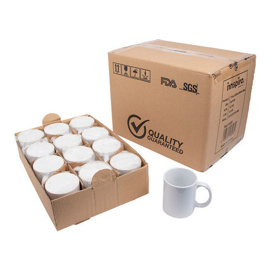 Caja de tazas blancas de 11oz de 36 unidades para sublimar